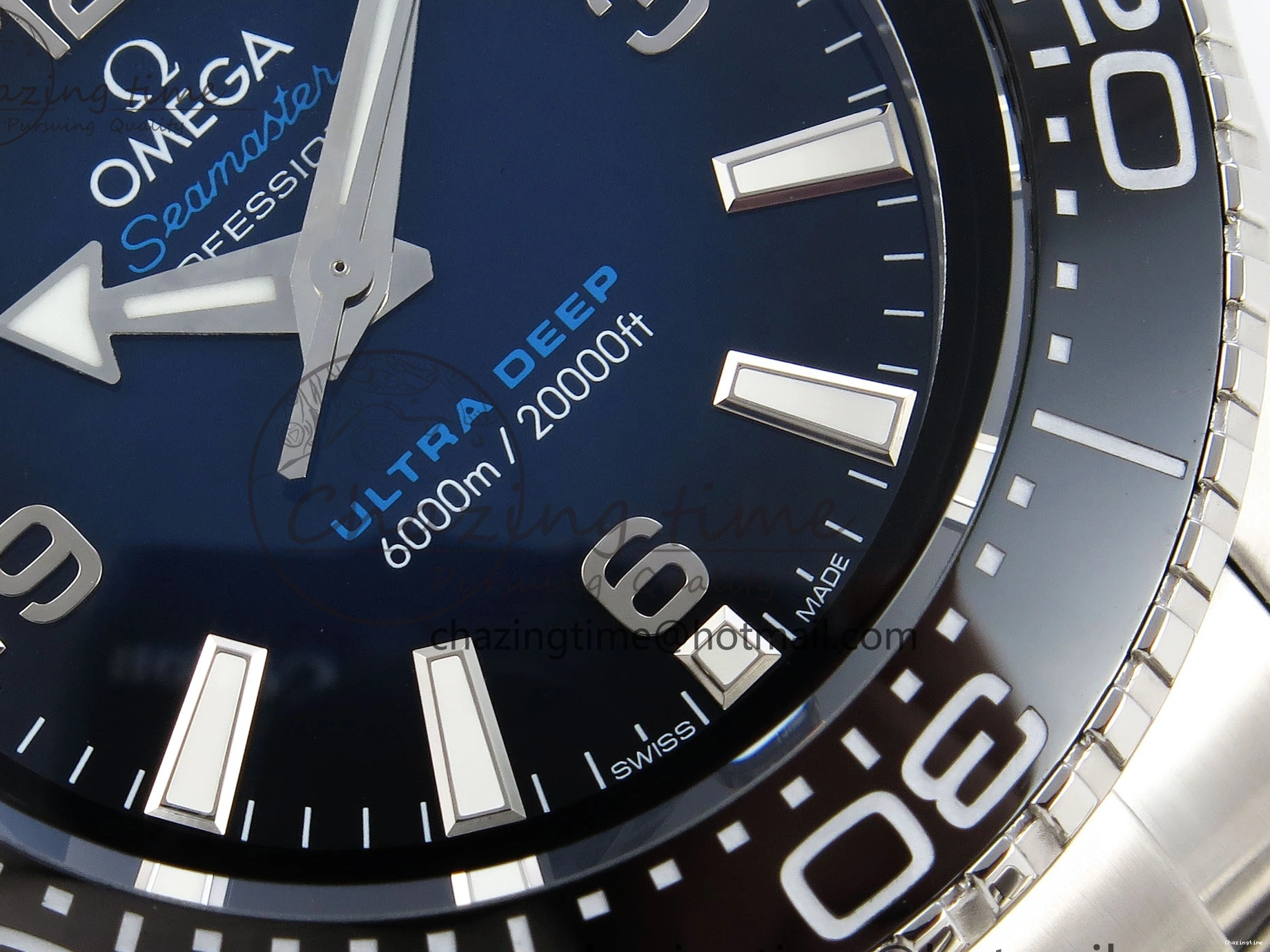 1229 EasyCare SEAMASTER PLANET OCEAN 6000M ULTRA DEEP 45.5MM SS TF 1:1 BEST EDITION BLUE DIAL BLACK BEZEL ON SS BRACELET A 7760